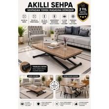 Sehpam Akıllı Home Üst Tabla Mdf Antiklayt Oval Köşe Alt Ayak Siyah