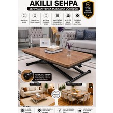 Sehpam Akıllı Home Üst Tabla Mdf Ceviz Oval Köşe Alt Ayak Siyah