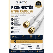 Zibox F Konnektörlü Uydu Anten Kablosu Gold Uçlu Hd 4K Uyumlu Beyaz-2m