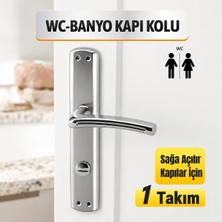 Armoni Wc Banyo Kapı Kolu Nikel Inox Aynalı Sağa Sola Uygun Iç Dış Wc Kapısı Kilitlenebilir 1 Takım