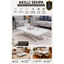 Sehpam Akıllı Home Üst Tabla Mdf Beyaz  Oval Köşe Alt Ayak Beyaz