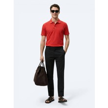 Kip Siyah Düz Dokuma Slim Fit Casual Pamuk Karışımlı Pantolon