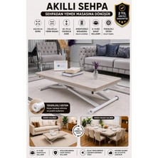 Sehpam Akıllı Home Üst Tabla Mdf Lizbon Oval Köşe Alt Ayak Beyaz
