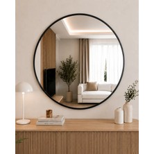 Effe Yapı Dekor Siyah Metal Çerçeveli   70 cm   Yuvarlak Ayna