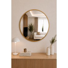 Effe Yapı Dekor Gold Metal Çerçeveli 60 cm Yuvarlak Ayna