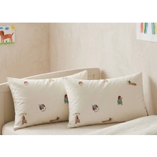 Taç Köpek Desenli Yastık Kılıfı Açık Bej 50 x 70 cm Çocuklar İçin Eğlenceli Tasarım
