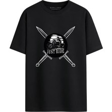 Black Nova Oversize Baskılı Unisex %100 Pamuk T-Shirt Sunset Cross Siyah