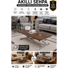 Sehpam Akıllı Juppo Üst Tabla Mdf Barok Koyu Ceviz Oval Köşe Alt Ayak Yuvarlak Krom Kaplama Dışa Kıvrım