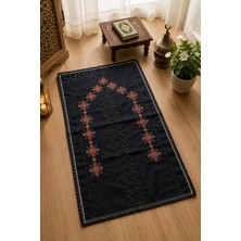 Kandilli Çeyizlik Kanaviçe Etamin Işleme Nakışlı Siyah Seccade 70 x 120