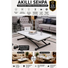 Sehpam Akıllı Juppo Üst Tabla Mdf Oval Köşe Beyaz Oval Köşe Alt Ayak Siyah Dışa Kıvrım