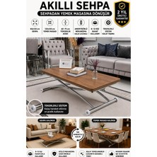 Sehpam Akıllı Akıllı Sehpa Juppo Üst Tabla Mdf Ceviz Oval Köşe Alt Ayak Krom Dışa K