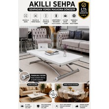 Sehpam Akıllı Akıllı Sehpa Juppo Üst Tabla Mdf Beyaz Oval Köşe Alt Ayak Krom Dışa K