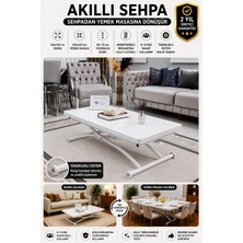 Sehpam Akıllı Akıllı Sehpa Juppo Üst Tabla Mdf  Beyaz Oval Köşe Alt Ayak Beyaz Dışa K
