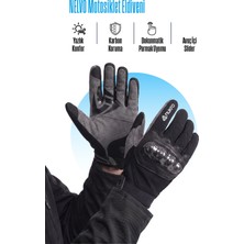 nukrowear Nukro Carbon Nelvo Siyah Yazlık Motosiklet Eldiveni Ce Belgeli Korumalı Dokunmatik