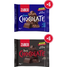 Züber Bitter Çikolata 42G x 6 Adet + Pirinç Patlaklı Sütlü Çikolata 35G x 6 Adet