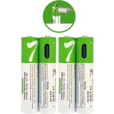 Eco Lounge Type-C ile Şarjolabilen 4 Lü Aaa 1.5V Lityum Ince Şarjlı Kalem Pil 750 Mah Uzun Ömürlü