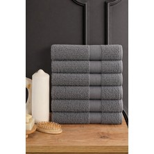 Güvenal Blanc 6'lı 50X90CM El Yüz & Saç Havlusu Seti | Havlu | El Havlusu | Banyo Havlusu I Çeyiz Havlusu - Antrasit