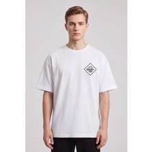 Black Nova Oversize Baskılı Unisex %100 Pamuk T-Shirt Gasoline Bandit Beyaz