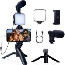 Eco Lounge Akıllı Telefon Vlog Kiti Tripod Mini Mikrofonlu Telefon Tutucu