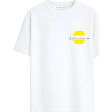 Black Nova Oversize Baskılı Unisex %100 Pamuk T-Shirt Catch Me Beyaz