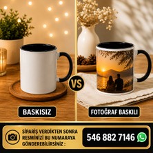 Saray Foto Kişiye Özel Fotoğraf Baskılı Içi ve Kulplu Renkli Kupa Bardak-Kırmızı/turuncu/lacivert Seçenekli