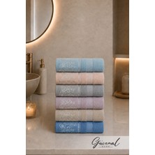 Güvenal Linea | Premium Jakarlı 6 Adet 50X90 cm %100 Pamuk Ultra Yumuşak El & Yüz Havlu Seti | Yumuşak Dokulu | El & Yüz Havlusu - Renkli