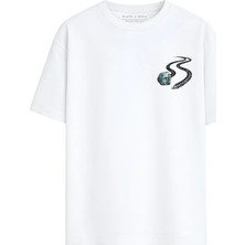 Black Nova Oversize Baskılı Unisex %100 Pamuk T-Shirt Lucky Gambler Beyaz