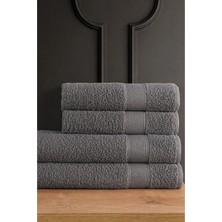 Güvenal Blanc 4'lü Banyo Havlu Seti | Havlu | Banyo Havlusu I Hamam Seti I Çeyiz Havlusu - Antrasit