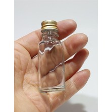 Sampex 10 Adet 20ML Cam Şişe Küçük Gold Metal Kapaklı Çok Amaçlı Shot Şişesi, DAFD336