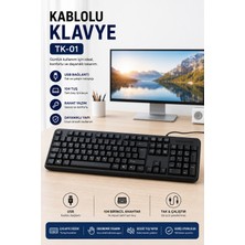 Yenilig Kablolu Q Klavye Bilgisayar Ofis Klavyesi TK01 Siyah | USB Tam Boy 104 Tuş Türkçe Q Klavye Laptop Pc Uyumlu