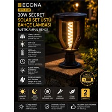 Econa 30W Rustik Solar Bahçe Lambası,güneş Enerjili Duvar Bahçe Lambası, Solar Aydınlatma, Bahçe Armatür, Dış Mekan LED Aydınlatma, Enerji Tasarruflu Lamba, Set Üstü Bahçe Lambası,