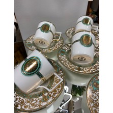 Elif Aksesuar Twinkle Shine Gold And 24 K Turkuaz Duble Kahve Fincanı 6 Lı 155CC