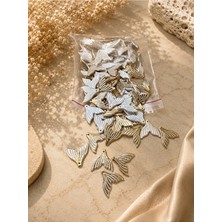 Velanee Gold Çerçeveli Beyaz Balık Kuyruğu Pul Seti 50 gr (110 Adet) – Premium Takı, Çanta ve Hobi Tasarım Aksesuarı