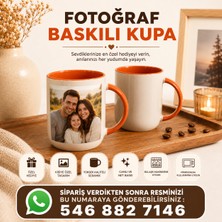 Saray Foto Kişiye Özel Fotoğraf Baskılı Içi ve Kulplu Renkli Kupa Bardak-Kırmızı/turuncu/lacivert Seçenekli