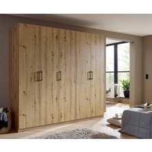 T Designo Aleyna Giyinme Dolabı - Çok Amaçlı Dolap - Gardırop 225 Cm-5 Kapaklı -Atlantik Çam