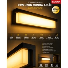 Econa 24W Uzun Cunda LED Duvar Aplik 3000K Günışığı Modern Şık Dış Mekan ve Iç Mekan Aydınlatma,duvar Lambası,kapı Girişi, Çok Şık Bahçe Duvar LED Aplik