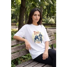 Black Nova Oversize Baskılı  Unisex %100 Pamuk T-Shirt The Places Beyaz