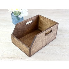 Limon Dekor Koyu Ceviz Rengi Huş Ağacından 7 Inç Plak Sandığı - Organizer Kutu - Birch Wood 7" Record Box
