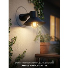 Econa Dekoratif Bahçe Duvar Apliği - Modern Tasarım, E27 Duy, Plastik Kasa (Ampul Hariç),retro Siyah Duvar Lambası Aplik Komple