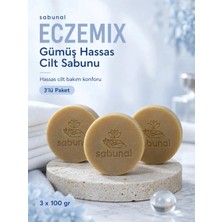 Sabunal ECZEMIX Gümüş Hassas Cilt Sabunu 3 ADET - Kuru Ciltler İçin Nazik ve Konforlu Günlük Bakım Sabunu