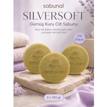 Sabunal SILVERSOFT Gümüş Kuru Cilt Sabunu 3 Adet - Kuru Ciltler İçin Gümüş İçerikli Yumuşak Bakım Sabunu 3x100 gr