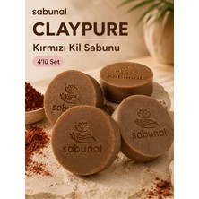 Sabunal CLAYPURE Kırmızı Kil Sabunu 4 Adet - Karma Ciltler İçin Kırmızı Kil İçerikli Doğal Sabun