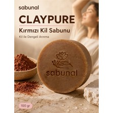 Sabunal CLAYPURE Kırmızı Kil Sabunu - Karma Ciltler İçin Kırmızı Kil İçerikli Doğal Sabun 100 gr