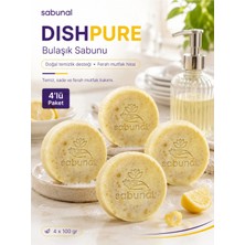 Sabunal DISHPURE Bulaşık Sabunu 4 ADET - Limonlu Katı Bulaşık, Yağ ve Koku Arındırıcı Doğal Mutfak Sabunu