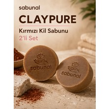 Sabunal CLAYPURE Kırmızı Kil Sabunu 2 Adet - Karma Ciltler İçin Kırmızı Kil İçerikli Doğal Sabun