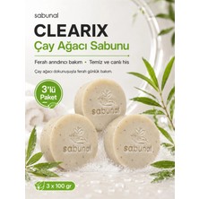 Sabunal CLEARIX Çay Ağacı Sabunu 3 ADET - Yağlı Cilt, Gözenek ve Siyah Nokta Görünümü İçin Doğal Ferah Bakım