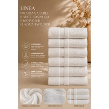 Güvenal Linea | Premium Jakarlı 6 Adet 50X90 cm %100 Pamuk Ultra Yumuşak El & Yüz Havlu Seti | Yumuşak Dokulu | El & Yüz Havlusu - Beyaz
