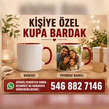 Saray Foto Kişiye Özel Fotoğraf Baskılı Içi ve Kulplu Renkli Kupa Bardak-Kırmızı/turuncu/lacivert Seçenekli
