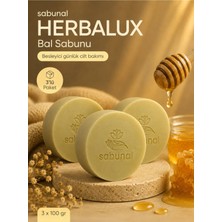 Sabunal HERBALUX Bal Sabunu 3 ADET - Ballı Nem, Yumuşaklık ve Parlak Cilt Görünümü İçin Doğal Günlük Bakım