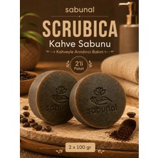 Sabunal SCRUBICA Kahve Sabunu 2 ADET - Peeling Etkili Pürüzsüz ve Canlı Cilt İçin Kahveli Vücut Duş Bakımı